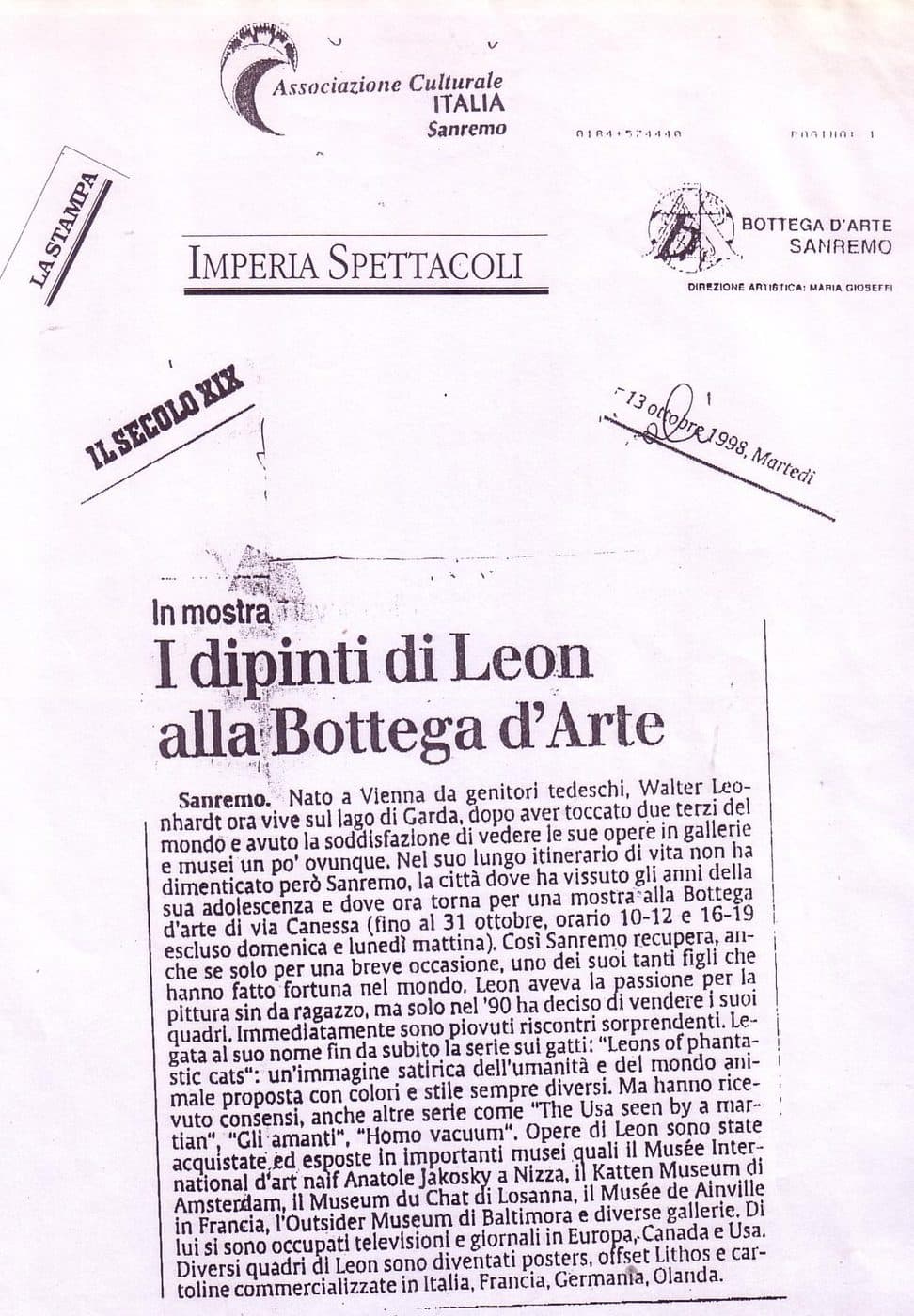 Il Secolo XIX, 13.10.1998